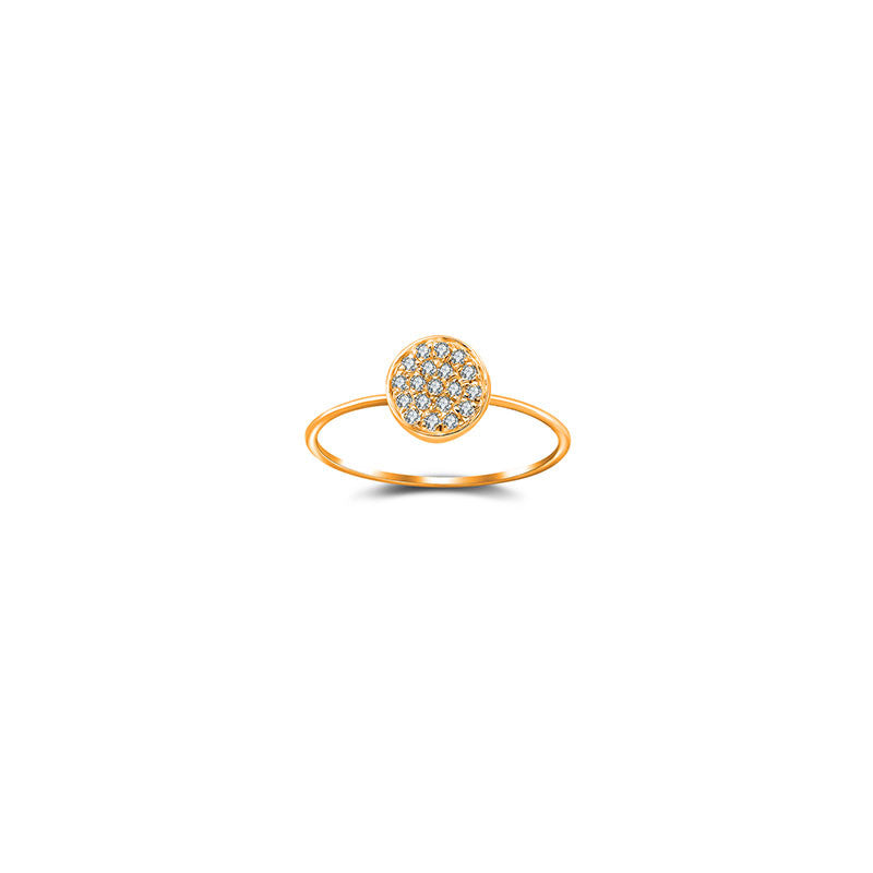 18k Gold Round Shape Pave Diamond Ring - Genevieve Collection