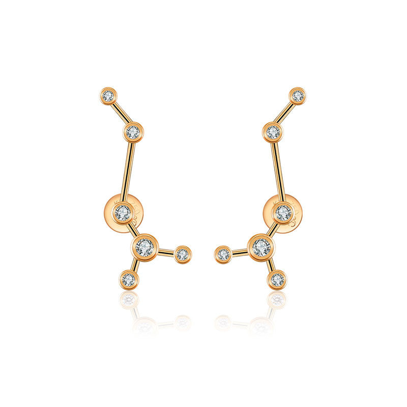Scorpio Zodiac Constellation Earring 18k Gold & Diamond - Genevieve Collection