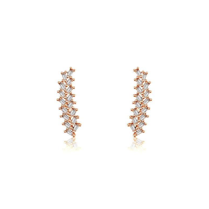 18k Gold Arrow Shape with Rectangle Diamond Earring - Genevieve Collection