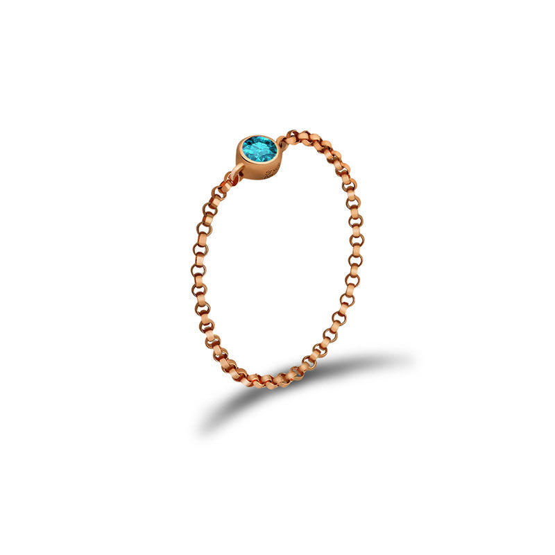 18k Gold December Birthstone Topaz Chain Ring - Genevieve Collection
