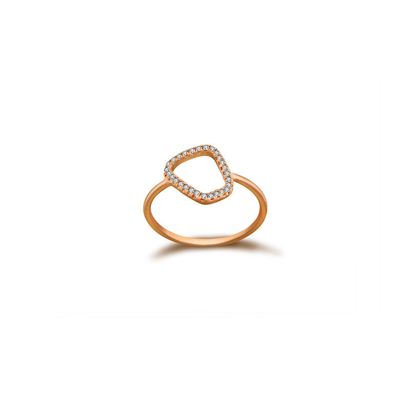 18k Gold Hollow Stone Shape Diamond Ring - Genevieve Collection
