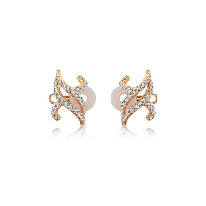 18k Gold Twisted Curve Diamond Ear Cuff - Genevieve Collection