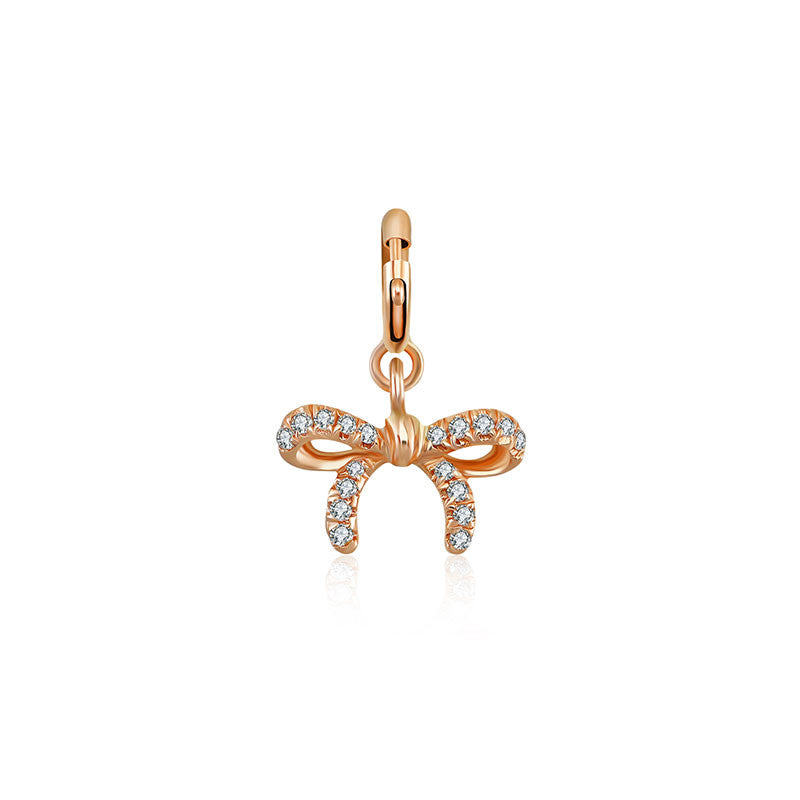 18k Gold Ribbon Bow Diamond Charms - Genevieve Collection