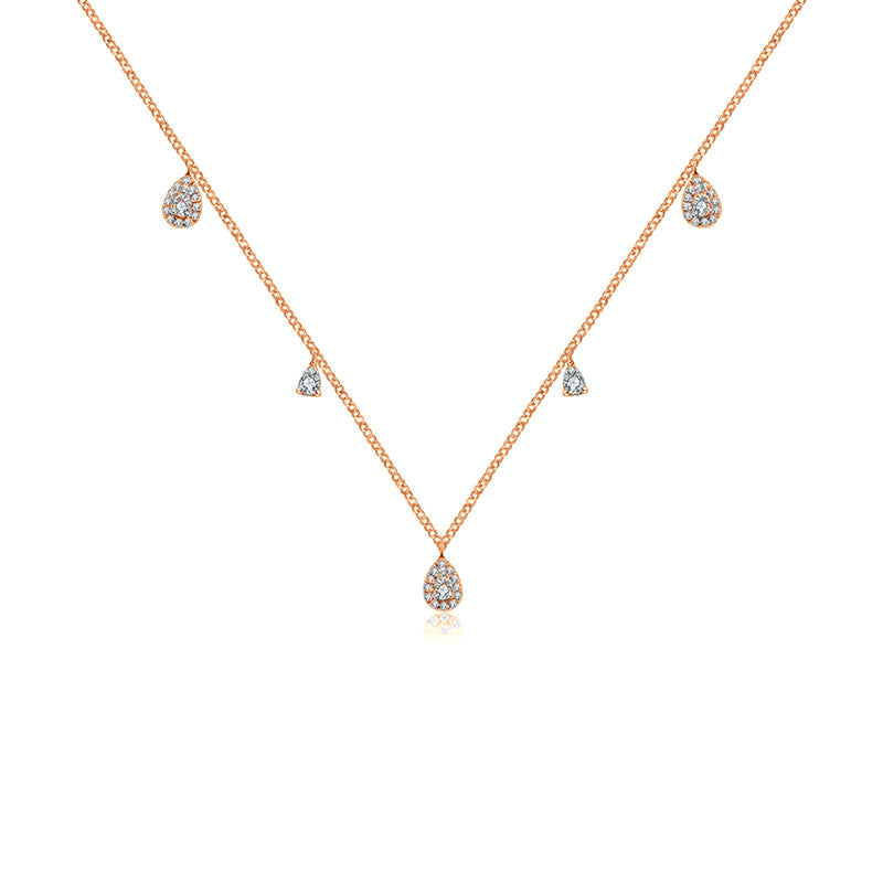 18k Gold Drop Shape Diamond Necklace / Choker - Genevieve Collection