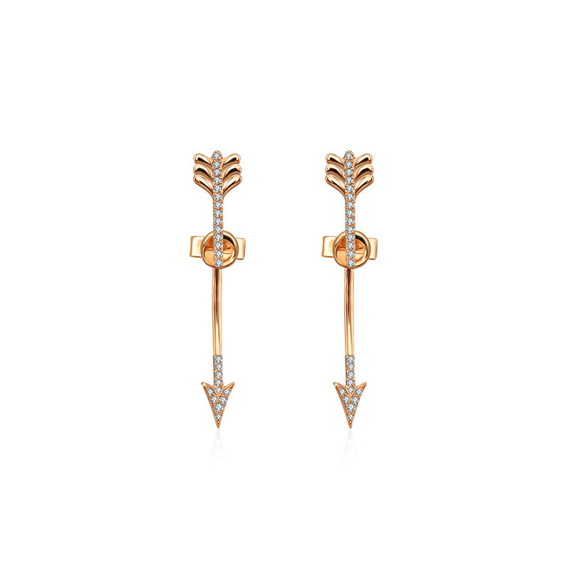 18k Gold Arrow Shape Diamond Earring - Genevieve Collection