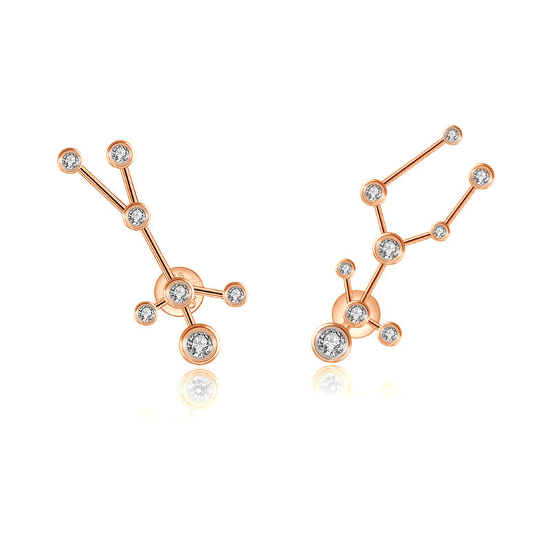 Gemini Zodiac Constellation Earring 18k Gold & Diamond - Genevieve Collection