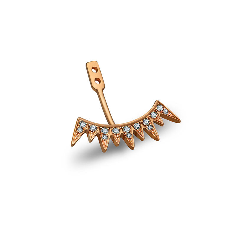 18K Gold Spike Shape Single Earring Jacket With Round Diamond (Half Pair) - Genevieve Collection