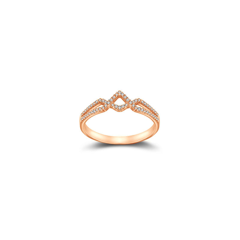 18k Gold Rhombus Shape Diamond Ring - Genevieve Collection