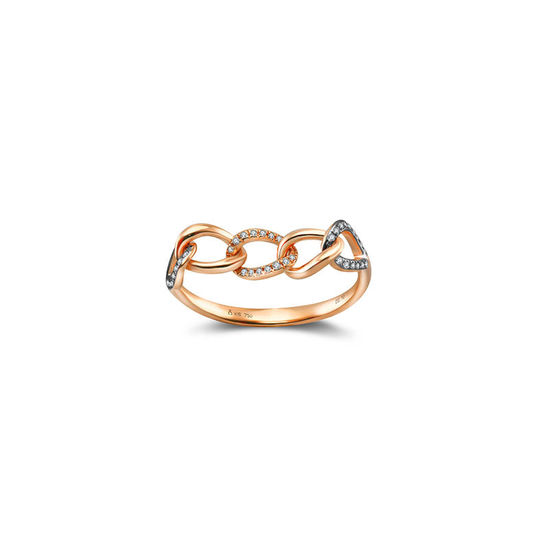 18k Gold Chain Shape Diamond Ring Mix With Black Gold - Genevieve Collection