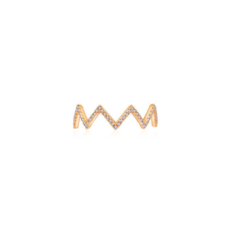 18k Gold Zigzag Diamond Ring - Genevieve Collection