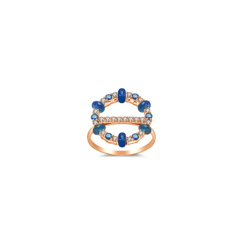 18k Gold 2 ways Beaded Sapphire and Diamond Ring - Genevieve Collection