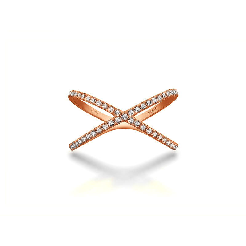 18k Gold Cross Diamond Ring - Genevieve Collection