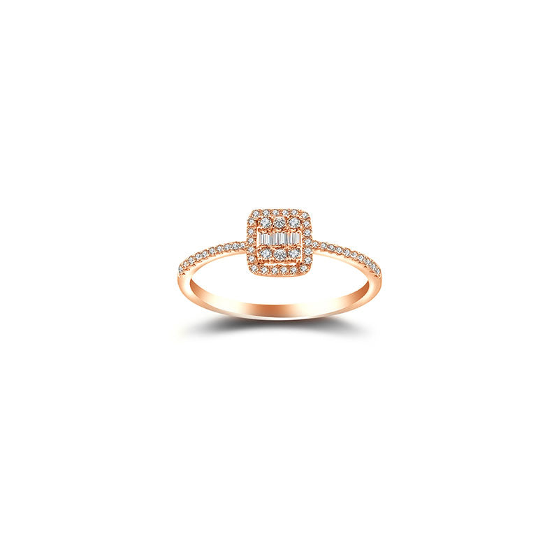 18k Gold Double Halo Diamond Ring - Genevieve Collection