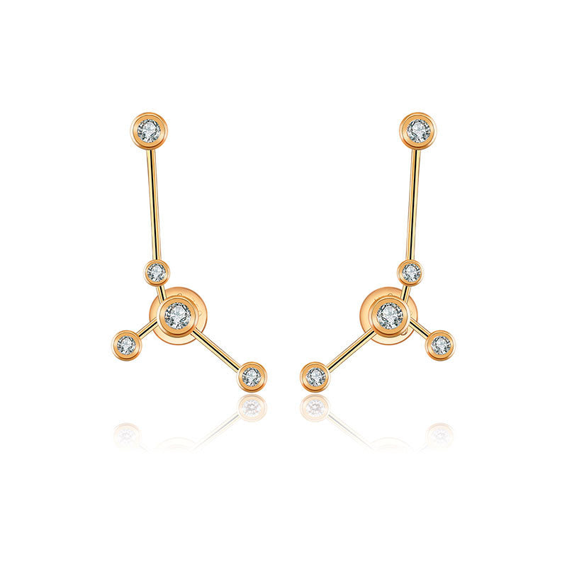 Cancer Zodiac Constellation Earring 18k Gold & Diamond - Genevieve Collection