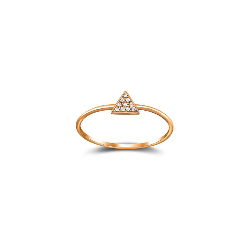 18k Gold Triangle Shape Pave Diamond Ring - Genevieve Collection