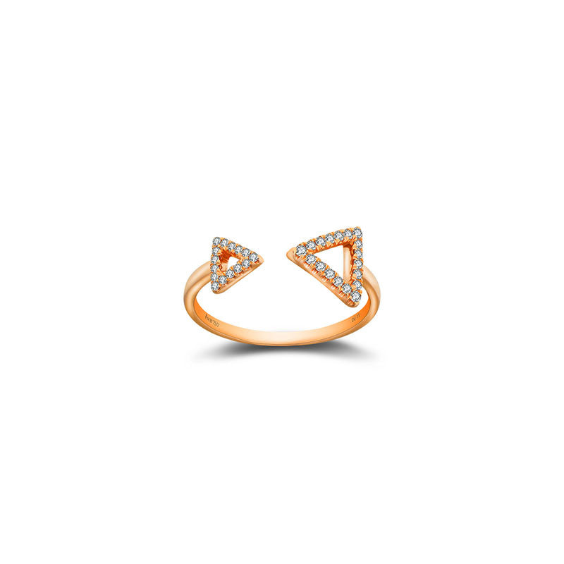 18k Gold Double Arrow Diamond Ring - Genevieve Collection