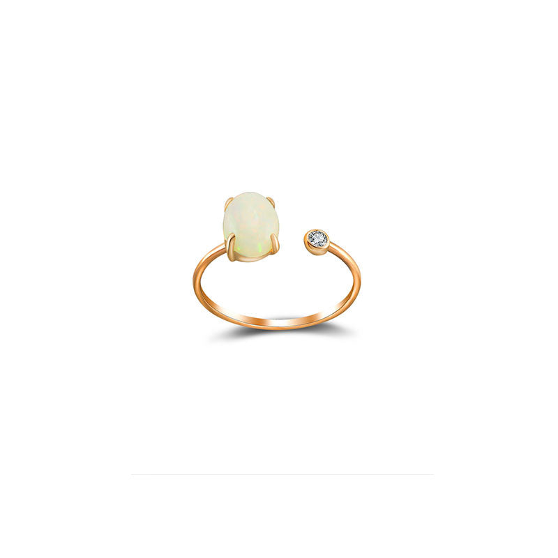 18k Gold Opal Open Diamond Ring - Genevieve Collection