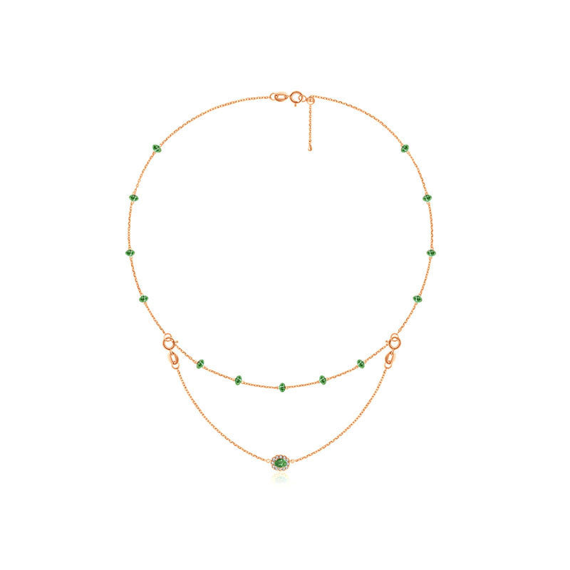 18k Gold 2 Ways By The Yard Emerald Bead Necklace - Genevieve Collection