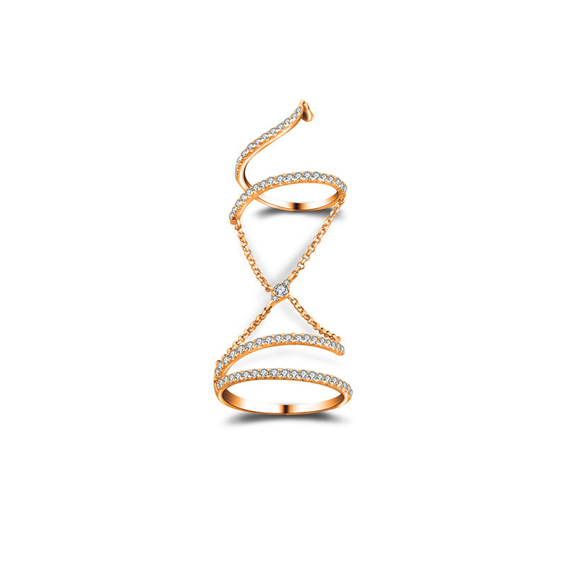 18k Gold Twisted Curve Connection Diamond Ring - Genevieve Collection