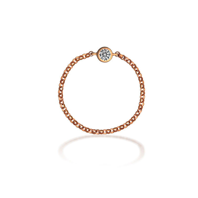 18k Gold Single Diamond Chain Ring - Genevieve Collection