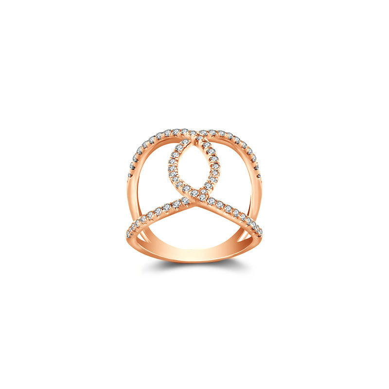 18k Gold Connected Curve Diamond Ring - Genevieve Collection