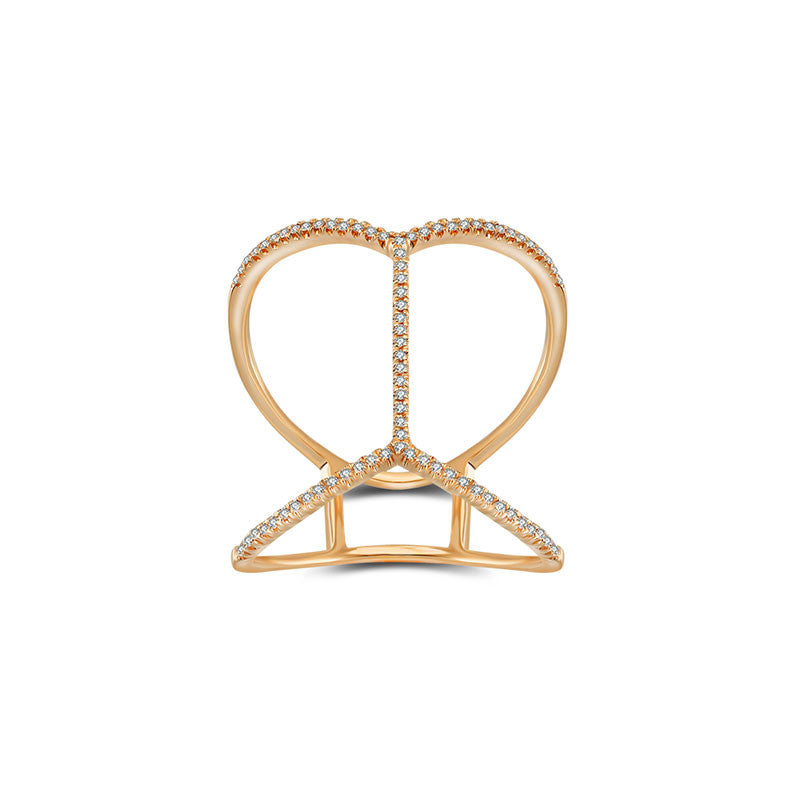 18k Gold Double Wave Line Diamond Ring - Genevieve Collection