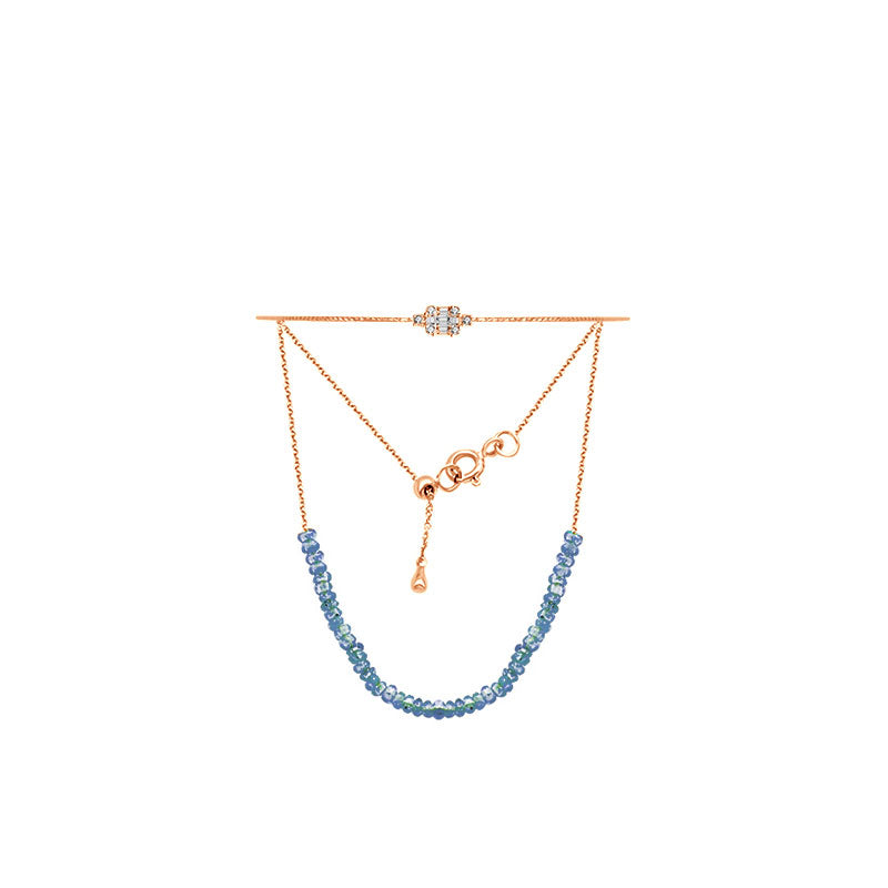 18k Gold Sapphire Beaded Bracelet with Diamond Bangle - Genevieve Collection