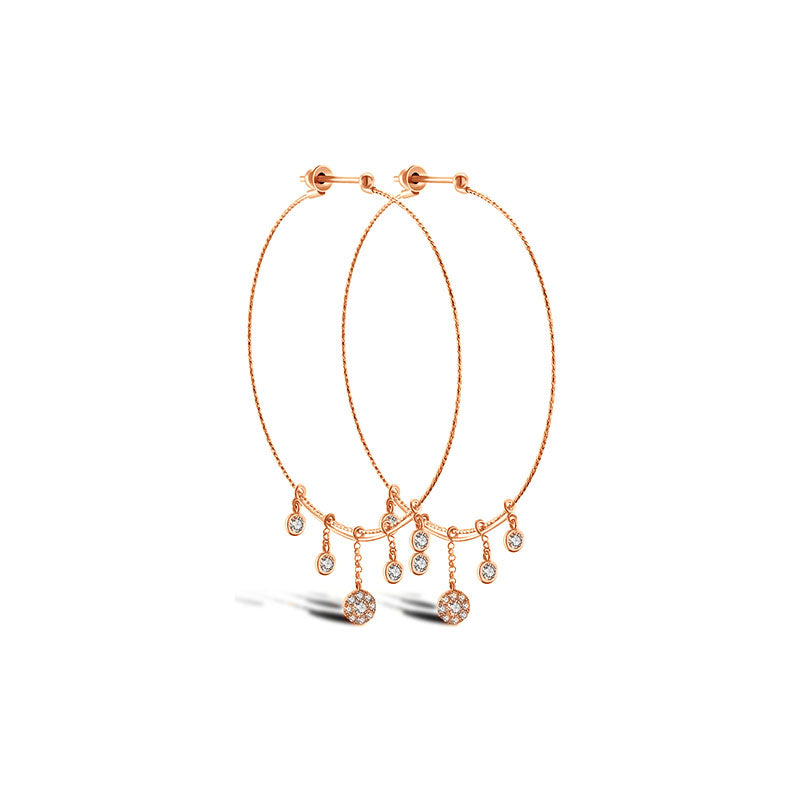 18k Gold Wire Style Hoop Diamond Earring with Titanium - Genevieve Collection