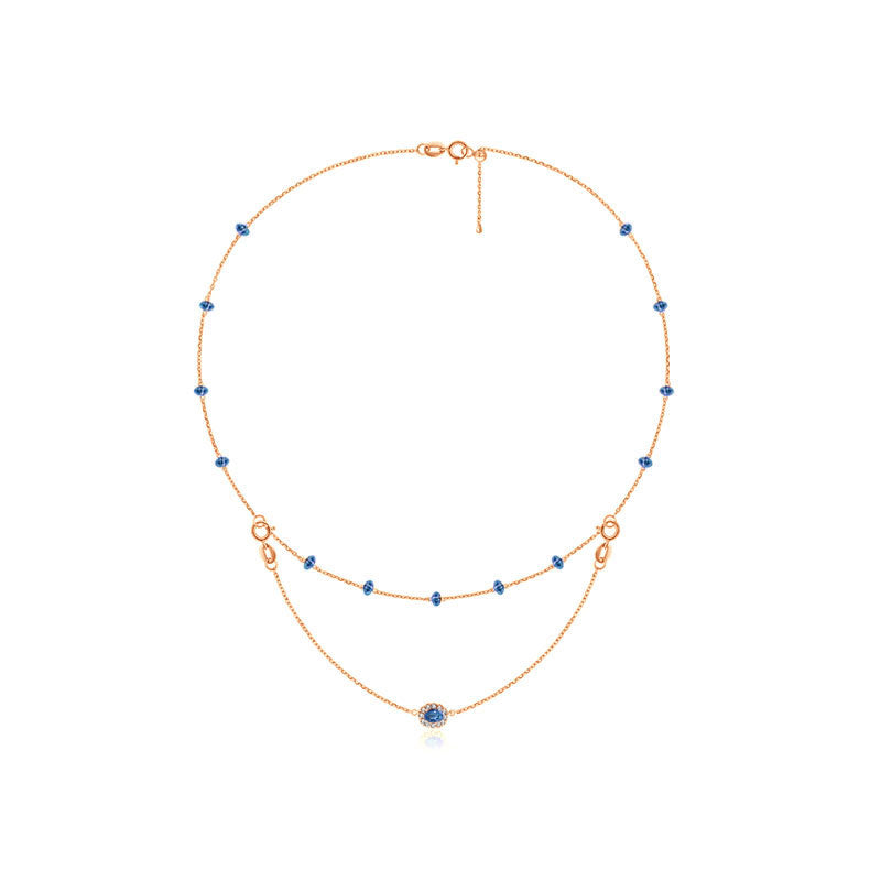 18k Gold 2 Ways By The Yard Sapphire Bead Necklace - Genevieve Collection