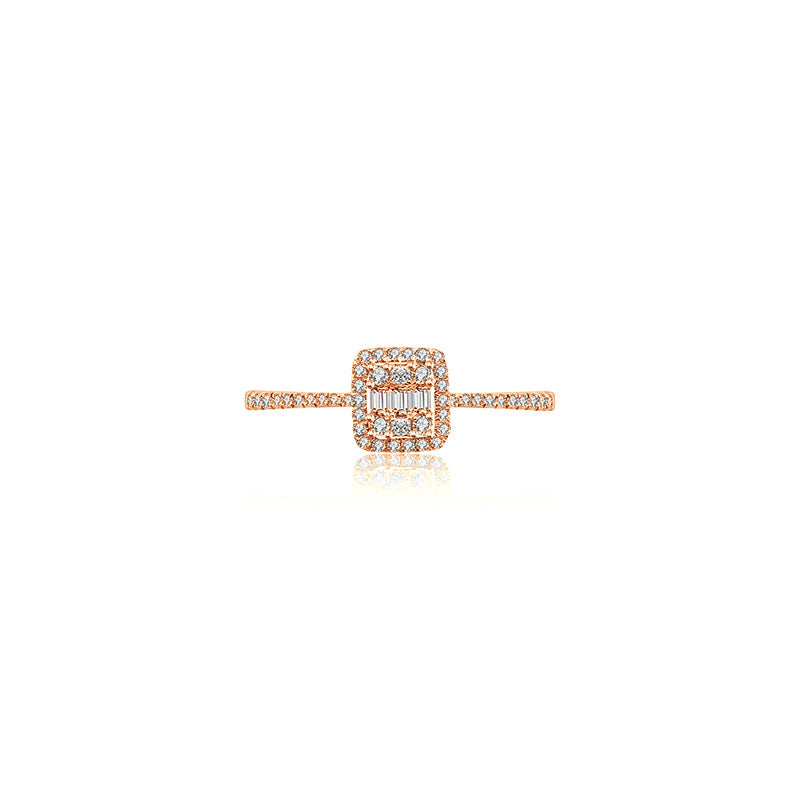 18k Gold Double Halo Diamond Ring - Genevieve Collection