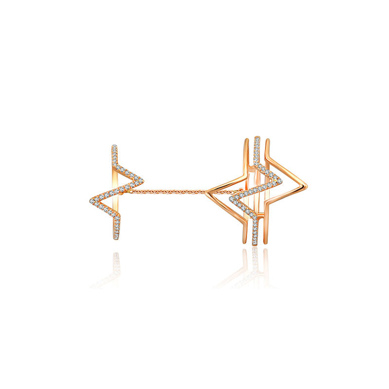 18k Gold Zigzag Connection Diamond Ring - Genevieve Collection