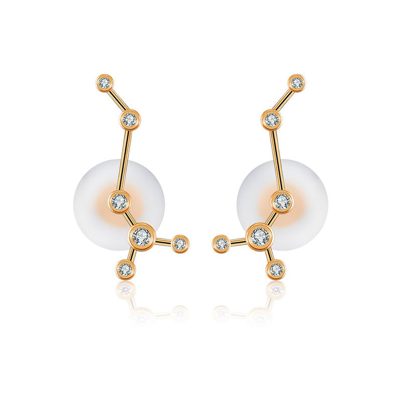 Scorpio Zodiac Constellation Earring 18k Gold & Diamond - Genevieve Collection