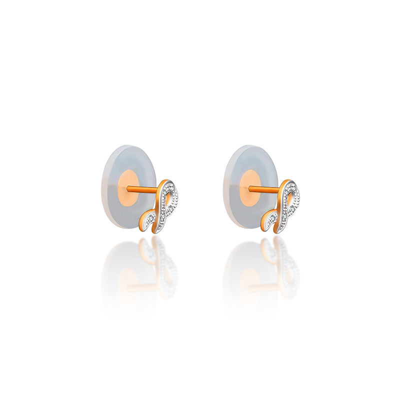 18k Gold Ribbon Stud Diamond Earring - Genevieve Collection