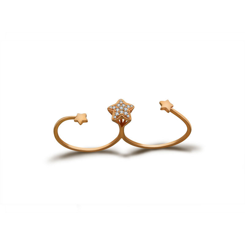 18k Gold Starry Night Diamond Double Ring - Genevieve Collection