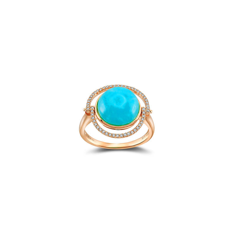 18k Gold Amazoniet Diamond Ring - Genevieve Collection