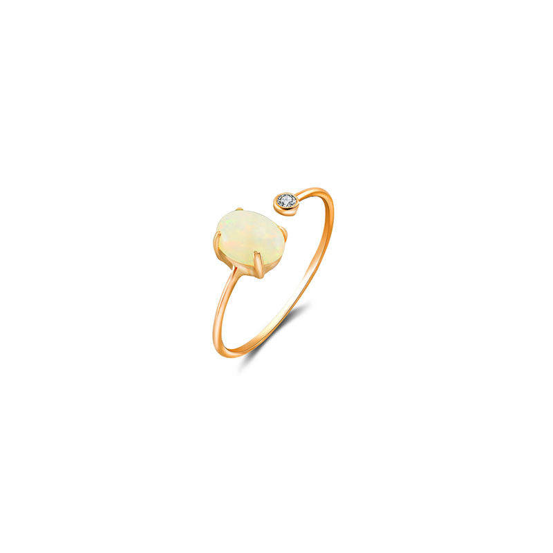 18k Gold Opal Open Diamond Ring - Genevieve Collection