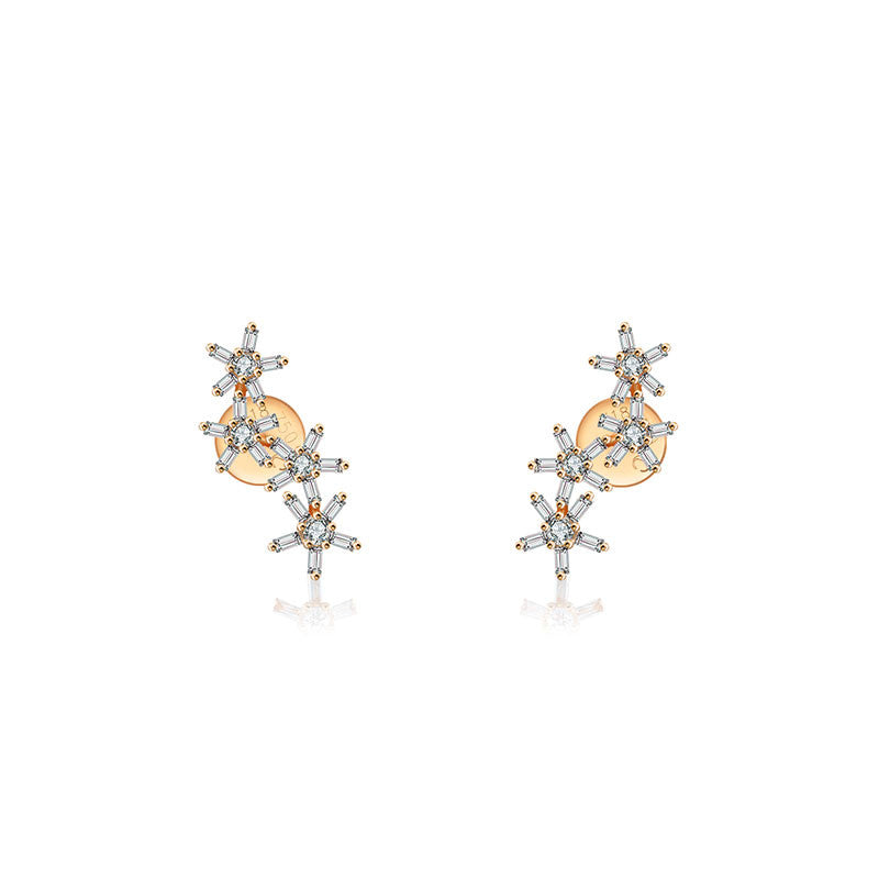 18k Gold Irregular Order Flower Shape Diamond Earring - Genevieve Collection
