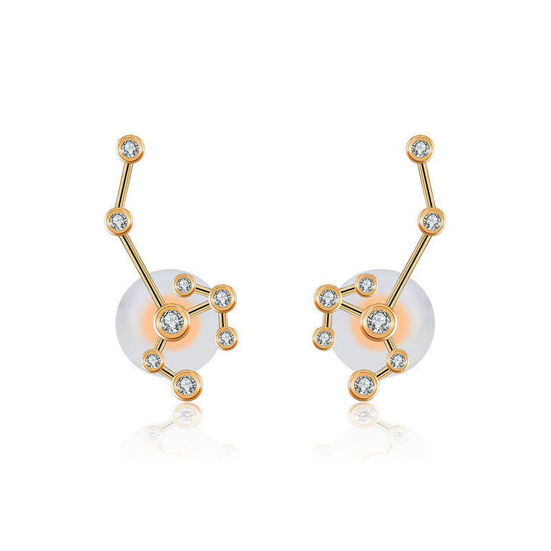 Sagittarius Zodiac Constellation Earring 18k Gold & Diamond - Genevieve Collection