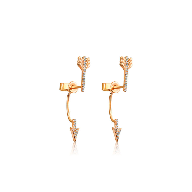 18k Gold Arrow Shape Diamond Earring - Genevieve Collection