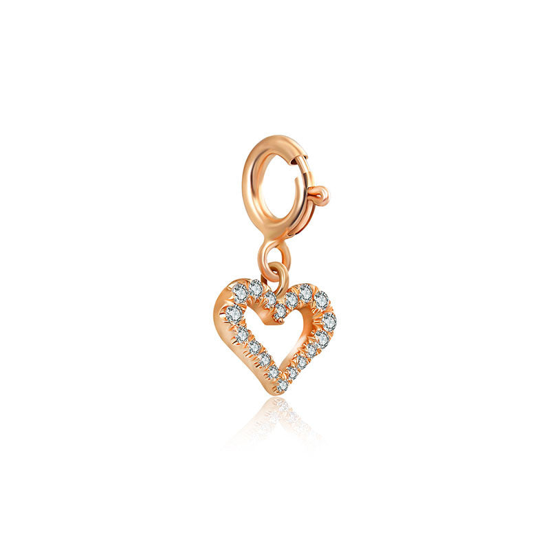 18k Gold Hollow Heart Shape Diamond Charms - Genevieve Collection