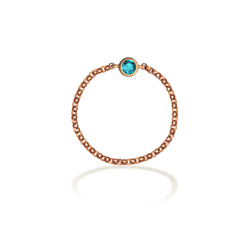 18k Gold December Birthstone Topaz Chain Ring - Genevieve Collection