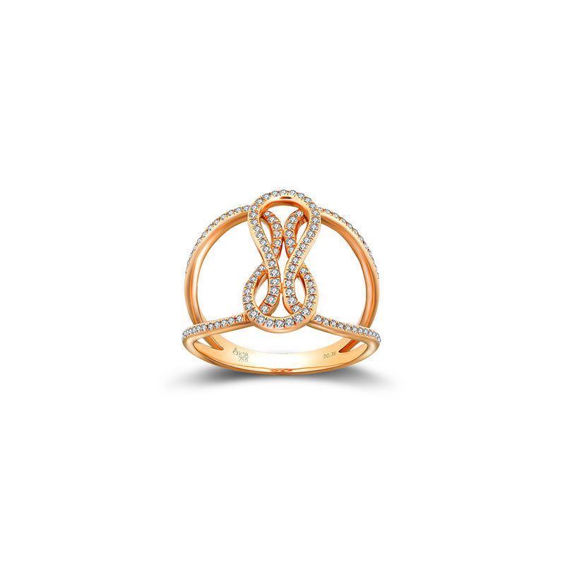 18k Gold Curved Loop Diamond Ring - Genevieve Collection