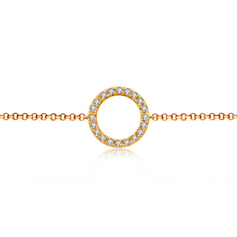 18k Gold Round Shape Diamond Bracelet with White Tassel - Genevieve Collection