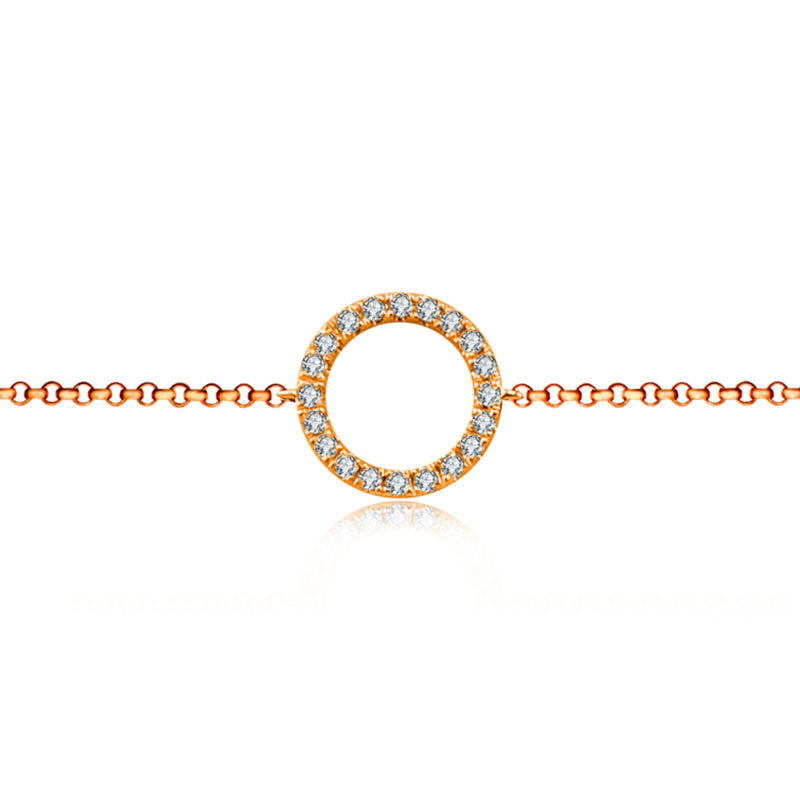 18k Gold Round Shape Diamond Bracelet with Gray Tassel - Genevieve Collection