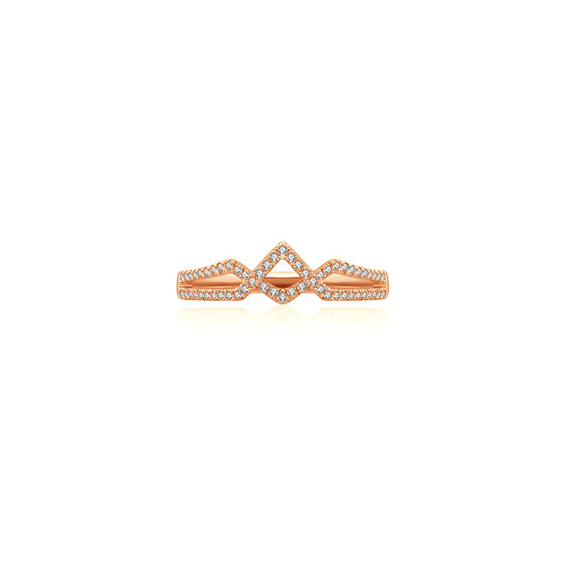 18k Gold Rhombus Shape Diamond Ring - Genevieve Collection
