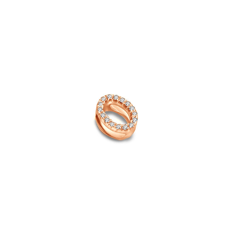 18k Gold Initial Letter "O" Diamond Pandent + Necklace - Genevieve Collection