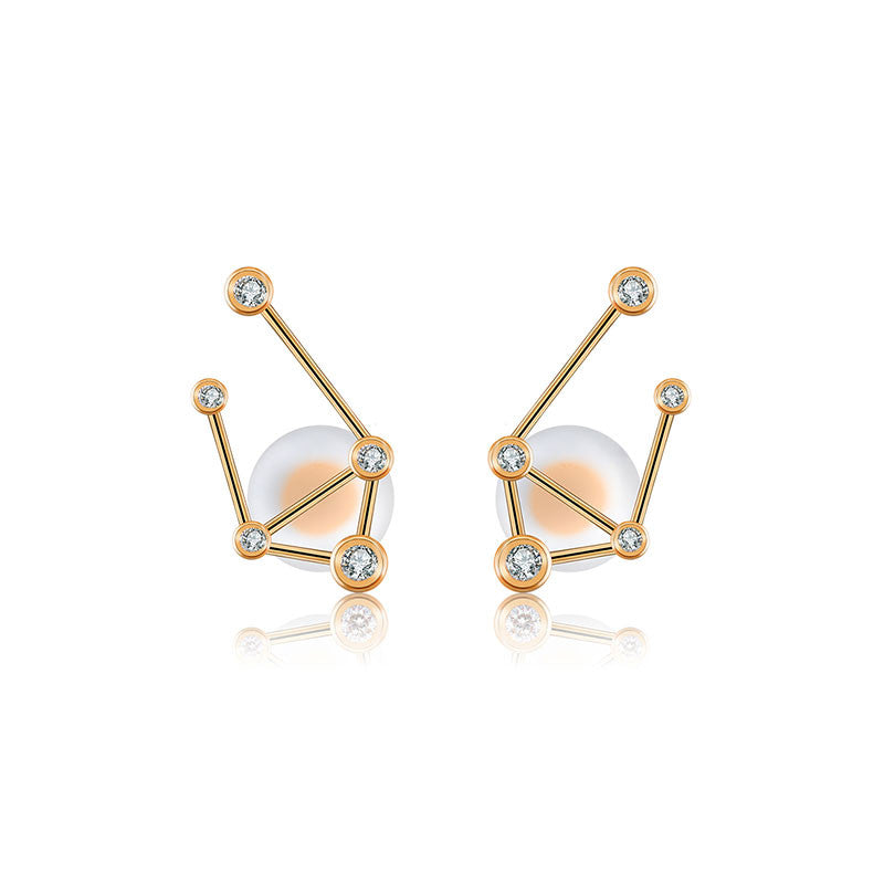 Libra Zodiac Constellation Earring 18k Gold & Diamond - Genevieve Collection