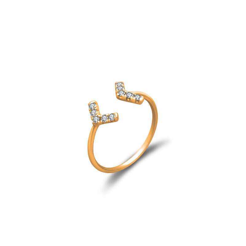 18k Gold Double Arrow Diamond Midi / Pinky Ring - Genevieve Collection