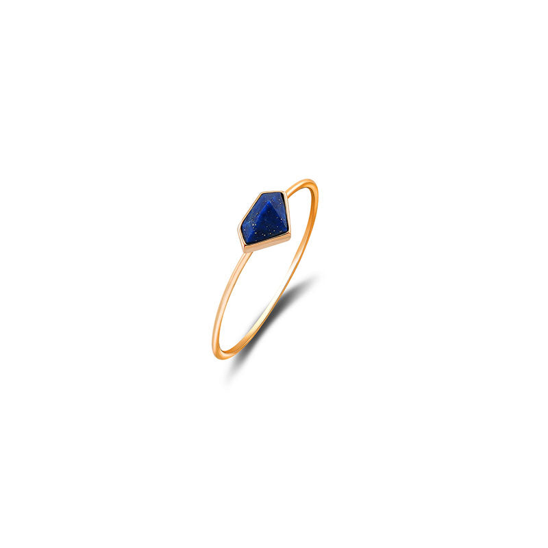 18k Gold Diamond Shape Lapis Ring - Genevieve Collection