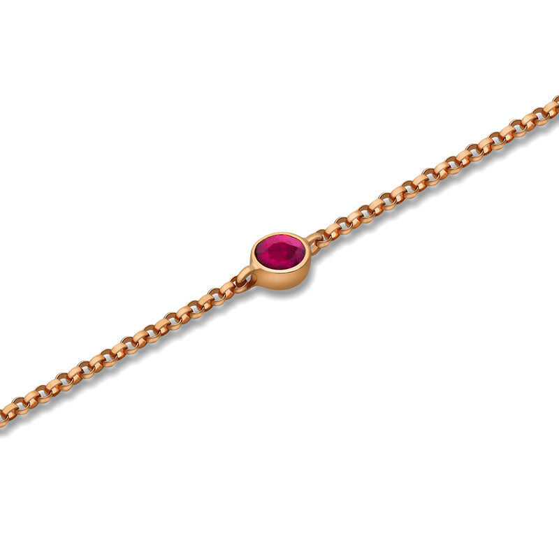 18k Gold July Birthstone Ruby Bracelet - Genevieve Collection